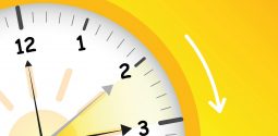 summer time yellow clock standard time after advancing for daylight saving time vector illustration EPS10